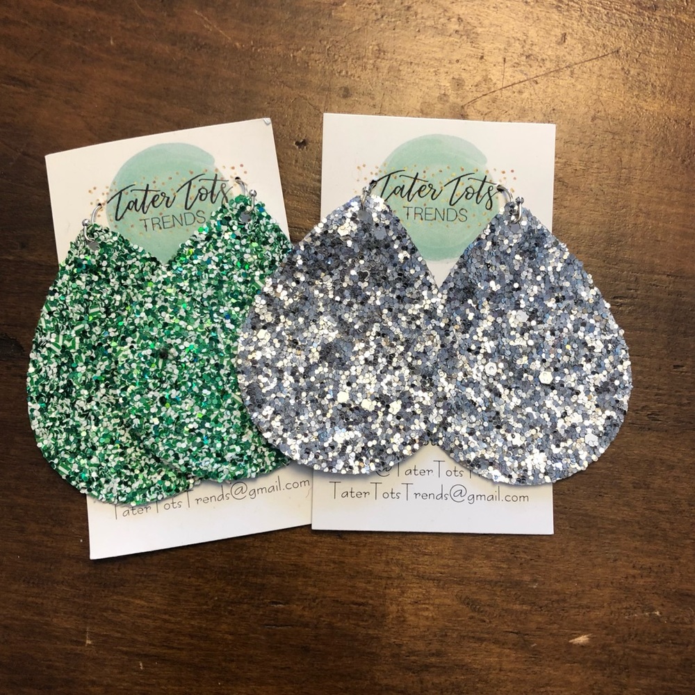 Two Tear Drop Glitter Earrings - Selling Together!